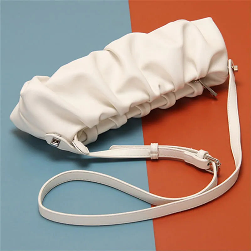 Women Fashion Solid Color Creased Shoulder Bag