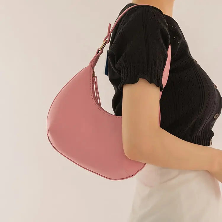 Women Simple Style Solid Color Irregular Underarm Bag