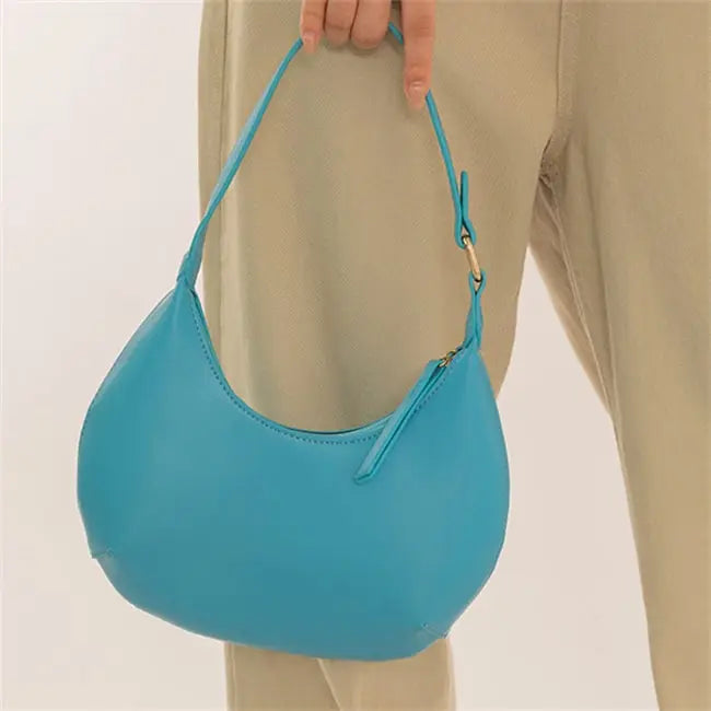 Women Simple Style Solid Color Irregular Underarm Bag