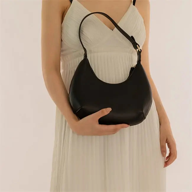 Women Simple Style Solid Color Irregular Underarm Bag