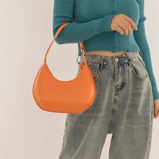 Women Simple Style Solid Color Irregular Underarm Bag