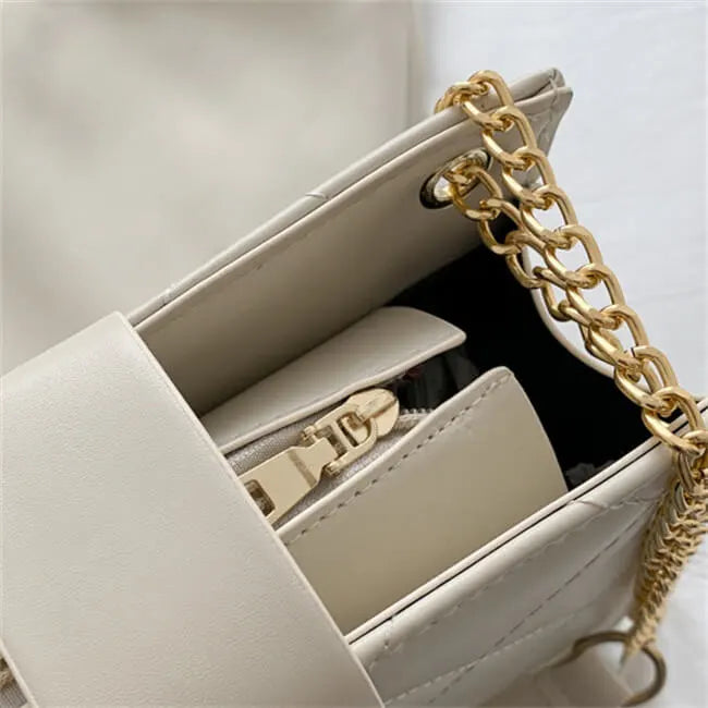 Heart-shaped Metal Buckle PU Crossbody Shoulder Bag