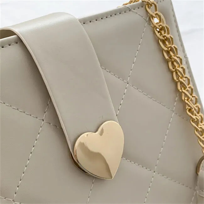 Heart-shaped Metal Buckle PU Crossbody Shoulder Bag