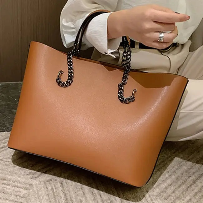 Solid Color PU Large Capacity PU Shoulder Bag