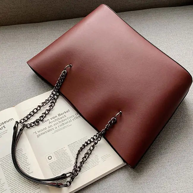 Solid Color PU Large Capacity PU Shoulder Bag