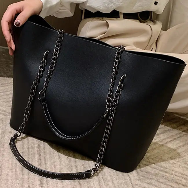 Solid Color PU Large Capacity PU Shoulder Bag