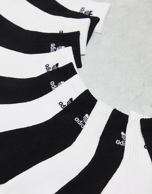 Men adidas Originals 6 pack quarter socks in black and white