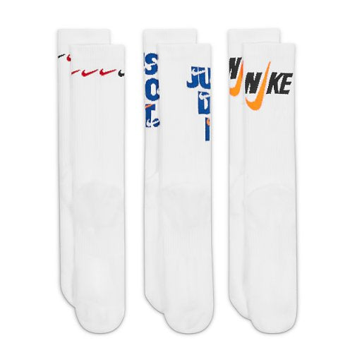 Men Nike Training Everyday Plus Cushioned 3-pack crew socks in white
