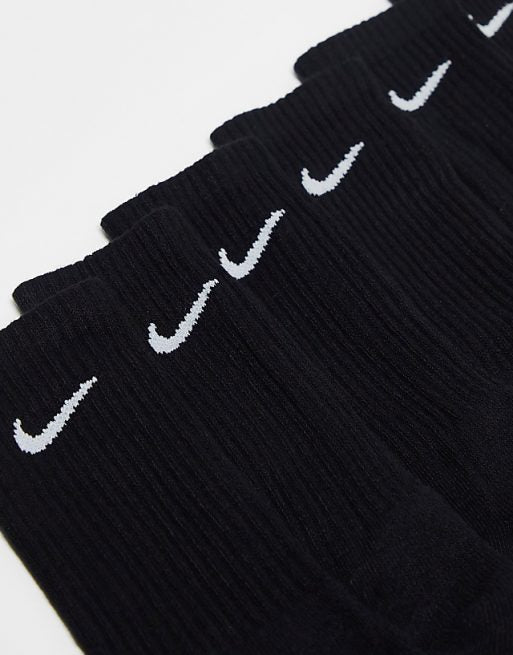 Men Nike Training Everyday Cushioned 6 pack crew sock in black