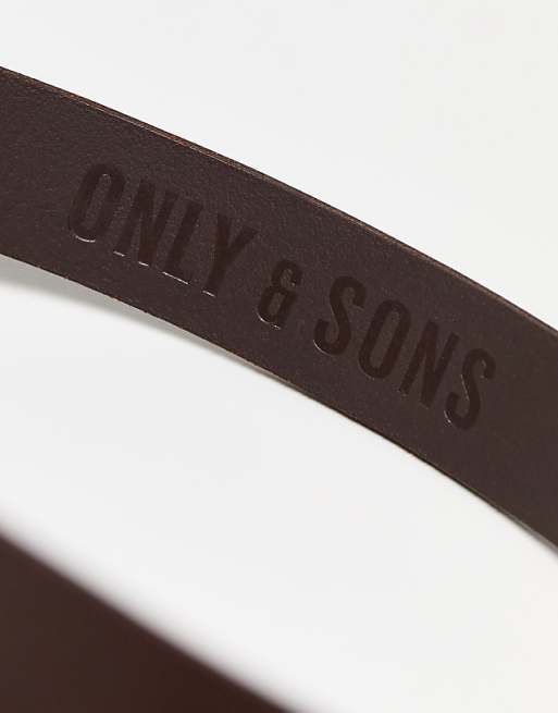 Only & Sons Leather Belt In Brown
