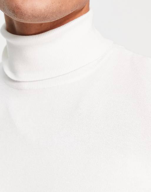 Pull&bear Roll Neck In White Sweaters