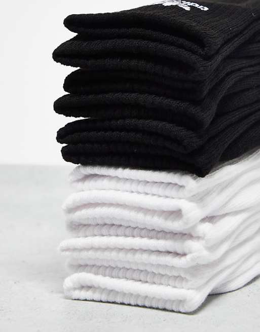 Men adidas Originals Trefoil 6 pack socks in white and black