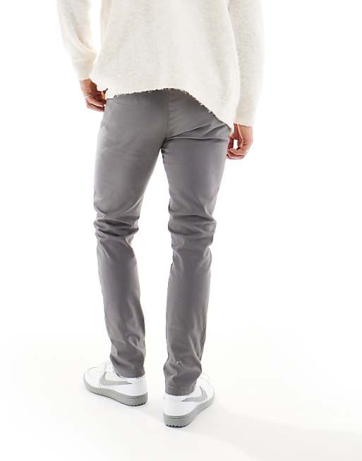 Asos Design Skinny Chinos In Charcoal