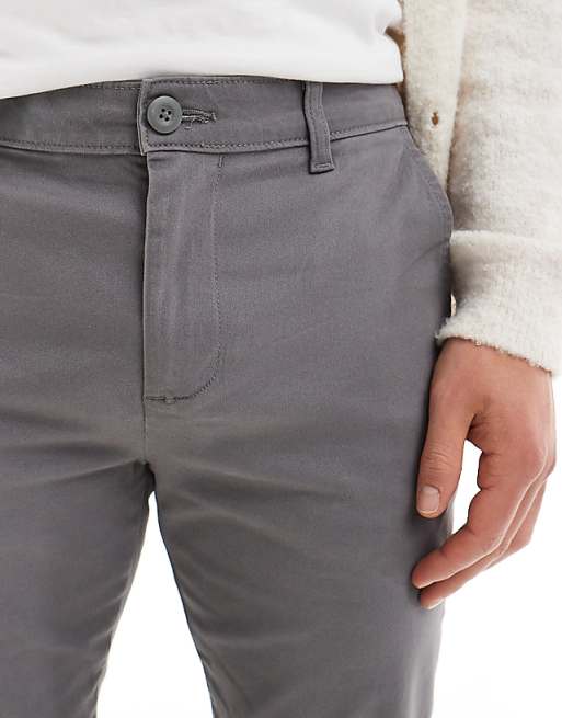 Asos Design Skinny Chinos In Charcoal
