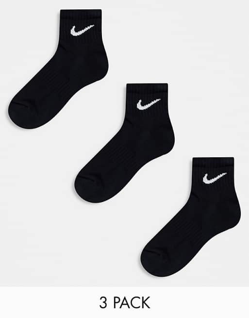 Men Nike Training Everyday Cushioned 3 pack ankle sock in black