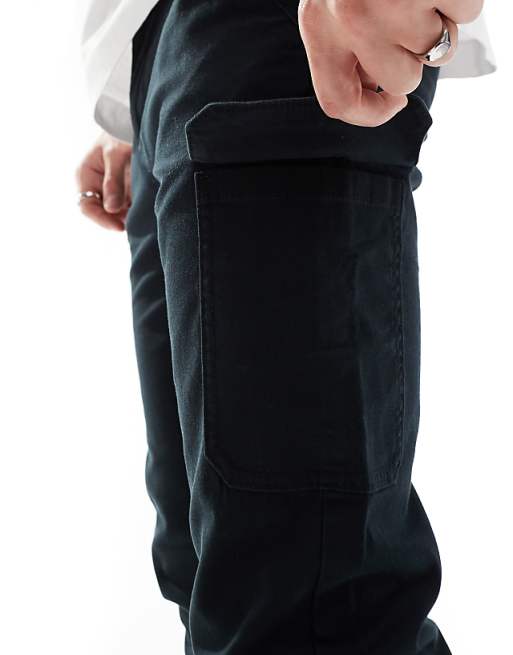 Asos Design Skinny Cargo Chino In Black