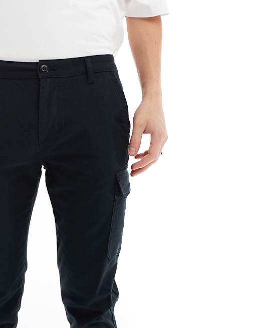 Asos Design Skinny Cargo Chino In Black