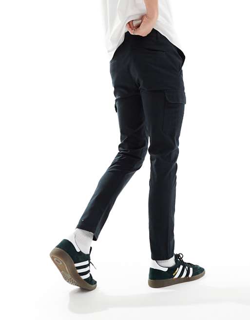 Asos Design Skinny Cargo Chino In Black