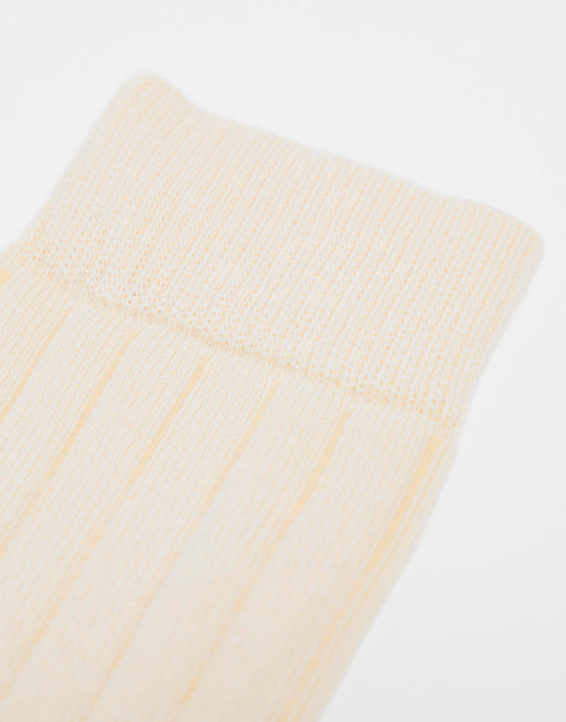 Men ASOS DESIGN 3 pack ribbed sock in ecru