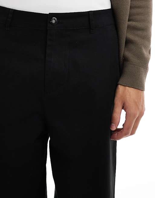 Asos Design Loose Fit Chino In Black