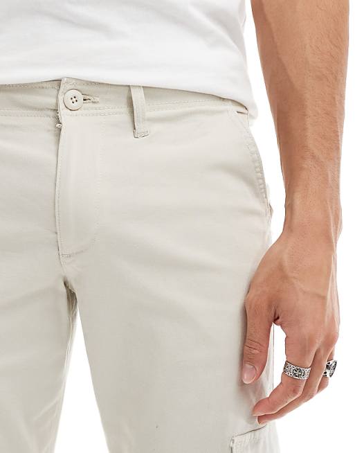 Asos Design Tapered Chino Pants In Stone
