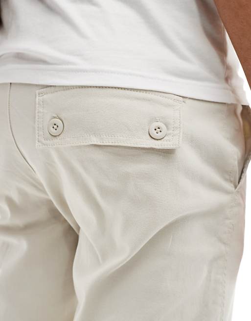 Asos Design Tapered Chino Pants In Stone