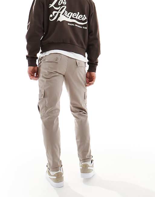 Asos Design Tapered Chino Pants In Beige