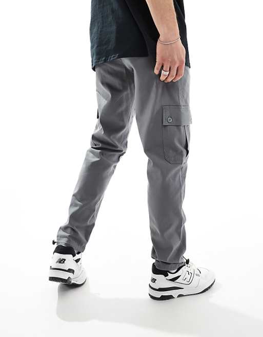 Asos Design Tapered Chino Pants In Gray