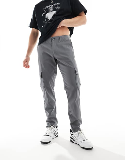 Asos Design Tapered Chino Pants In Gray