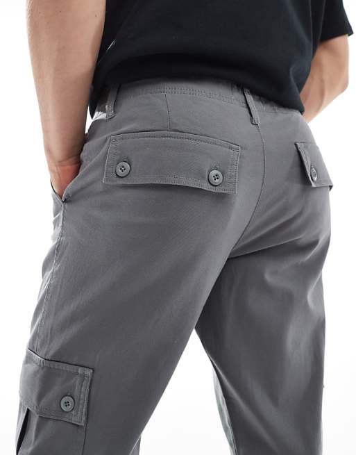 Asos Design Tapered Chino Pants In Gray