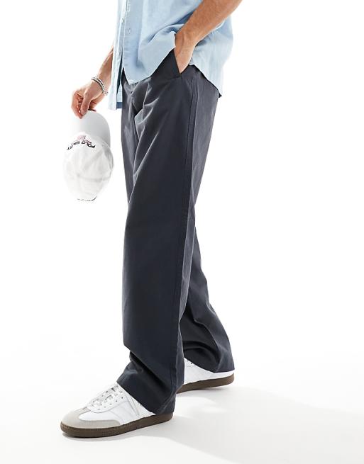 Chino Asos Design Baggy Fit Pull On Pants In Charcoal