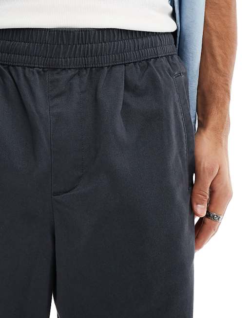 Chino Asos Design Baggy Fit Pull On Pants In Charcoal