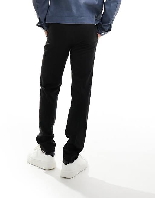 Chino Asos Design Smart Slim Fit Pants In Black