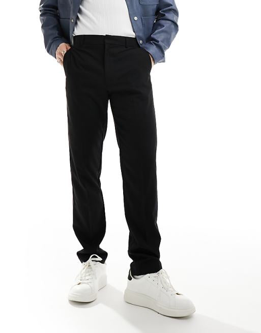 Chino Asos Design Smart Slim Fit Pants In Black