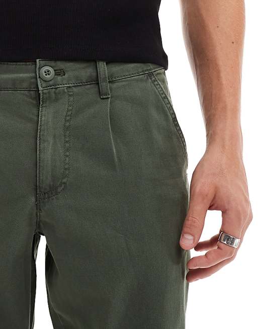 Asos Design Classic Rigid Washed Chino In Khaki