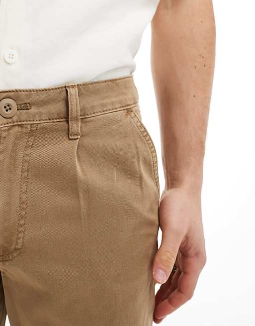 Asos Design Classic Rigid Washed Chino Pants In Brown