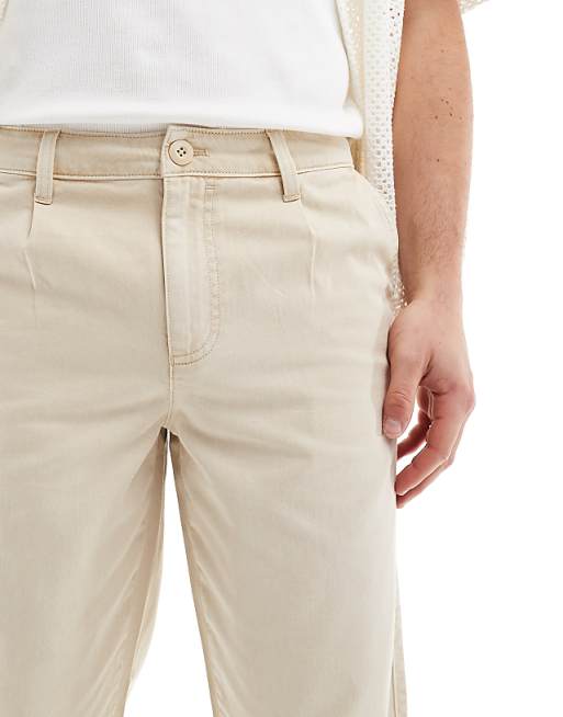Asos Design Baggy Chino Pants In Washed Ecru