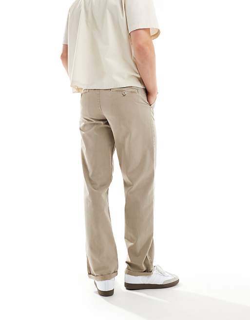 Asos Design Baggy Chino Pants In Washed Beige