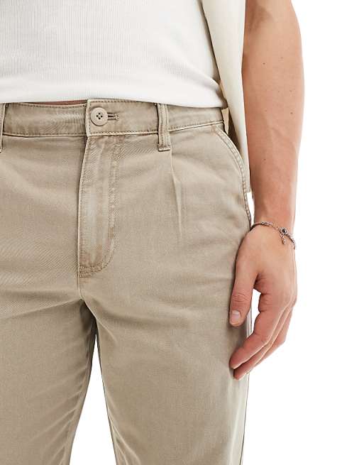 Asos Design Baggy Chino Pants In Washed Beige