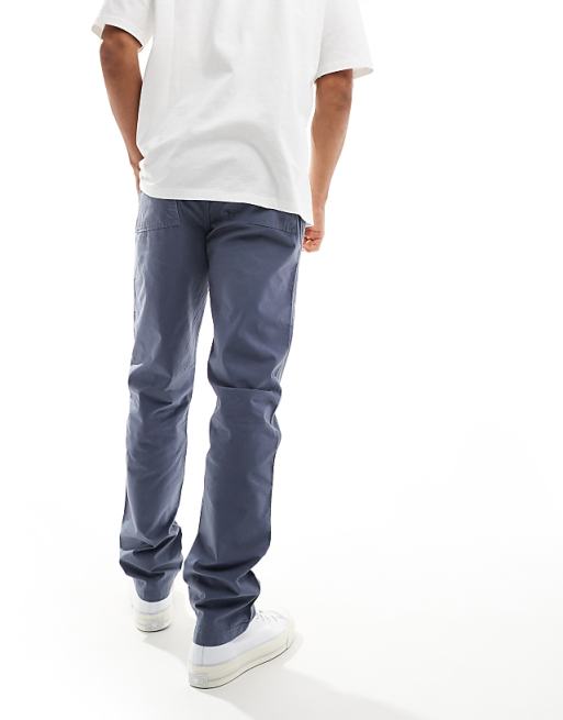 Chino Asos Design Straight Fit Ripstop Pants In Blue