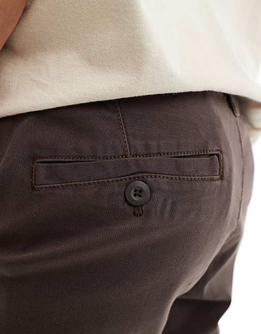 Asos Design Tapered Washed Chinos In Brown