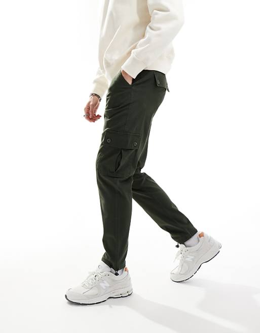 Asos Design Tapered Chino Pants In Dark Olive