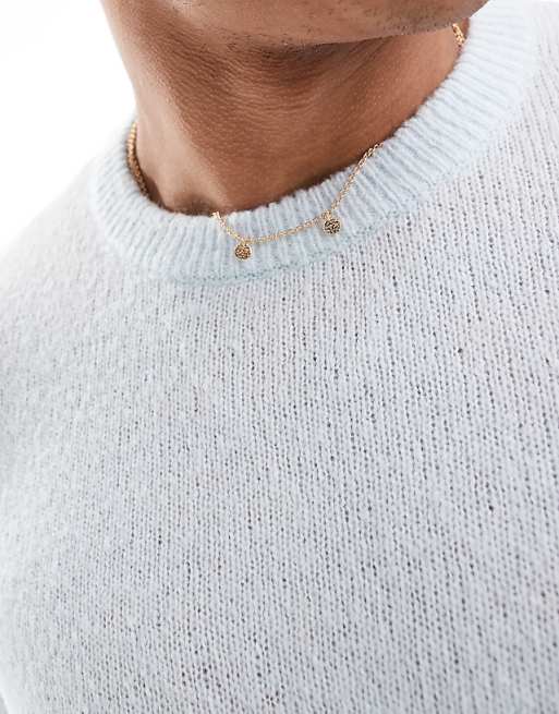 Asos Design Ligthweight Brushed Knitted Sweater In Light Blue