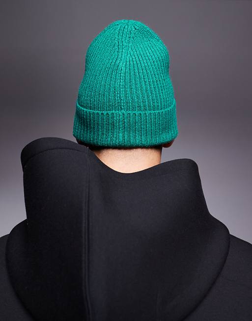The North Face Logo Box Cuffed Beanie In Evergreen