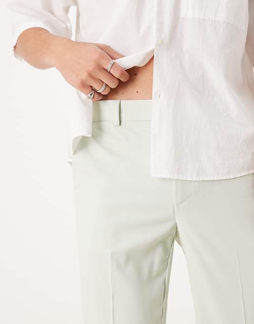 Chino Asos Design Slim Fit Smart Wedding Pants In Sage Green
