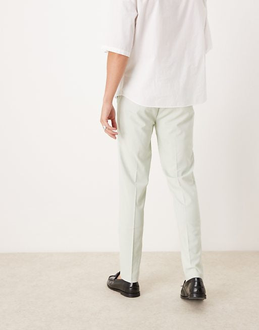 Chino Asos Design Slim Fit Smart Wedding Pants In Sage Green