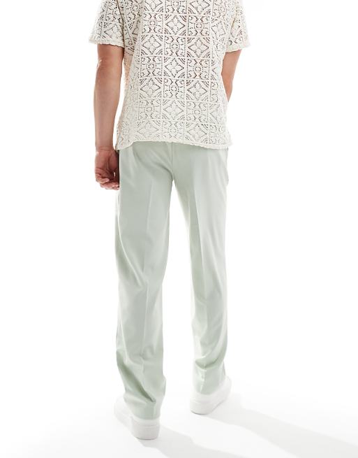 Chino ASOS DESIGN smart straight leg wedding pants in sage green