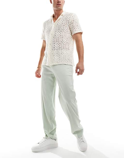 Chino ASOS DESIGN smart straight leg wedding pants in sage green