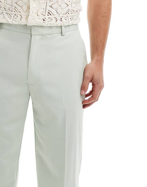 Chino ASOS DESIGN smart straight leg wedding pants in sage green