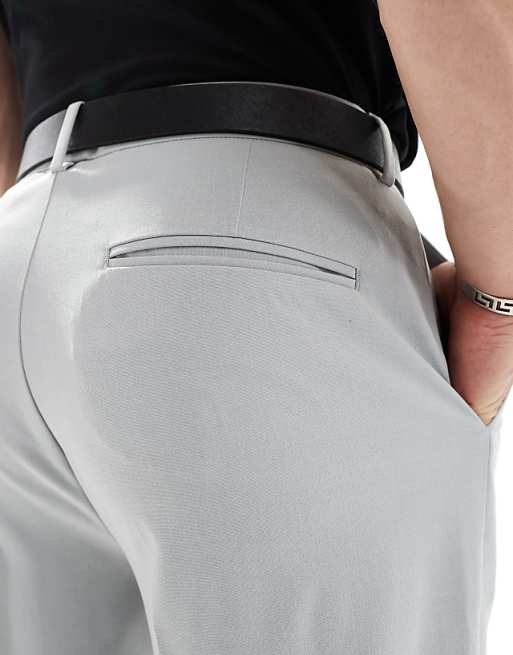 Chino Asos Design Tapered Fit Dress Pants With Cuffs In Light Gray